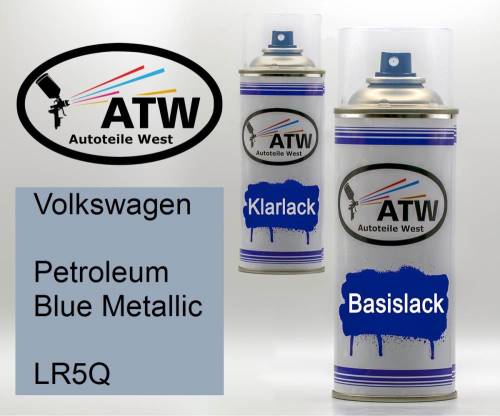 Volkswagen, Petroleum Blue Metallic, LR5Q: 400ml Sprühdose + 400ml Klarlack - Set, von ATW Autoteile West.